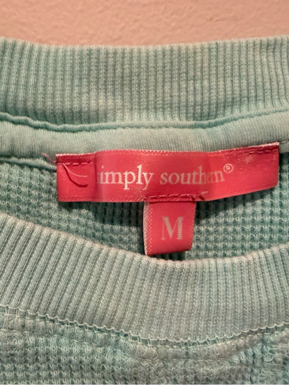 Simply Southern Mint & Light Blue Tie-Dye Thermal Shirt Size M-fits like a small - Picture 3 of 7